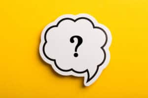 A quote cloud containing a question mark is displayed against a yellow background