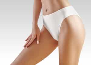 A cropped shot of a woman wearing white underwear